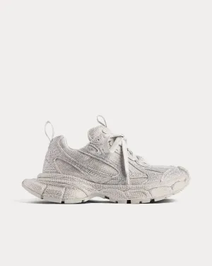 3XL Rhinestones in Crystal Microfiber Light Grey Low Top Sneakers