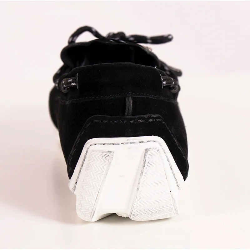 41.5 US 8.5 NEW $825 VERSACE Black Suede MEDUSA LOGO Driver CHAIN REACTION LOAFERS