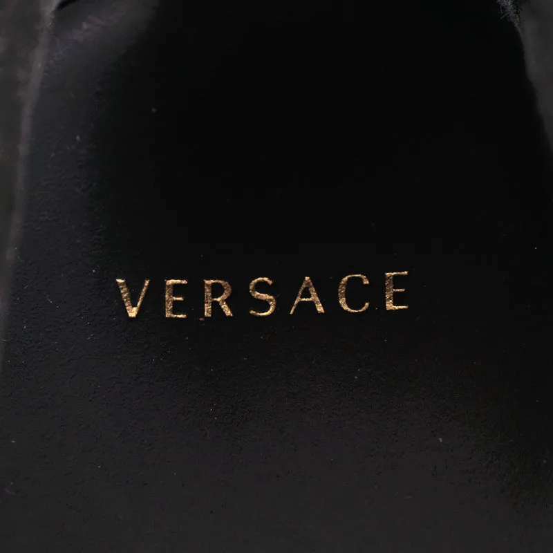 41.5 US 8.5 NEW $825 VERSACE Black Suede MEDUSA LOGO Driver CHAIN REACTION LOAFERS