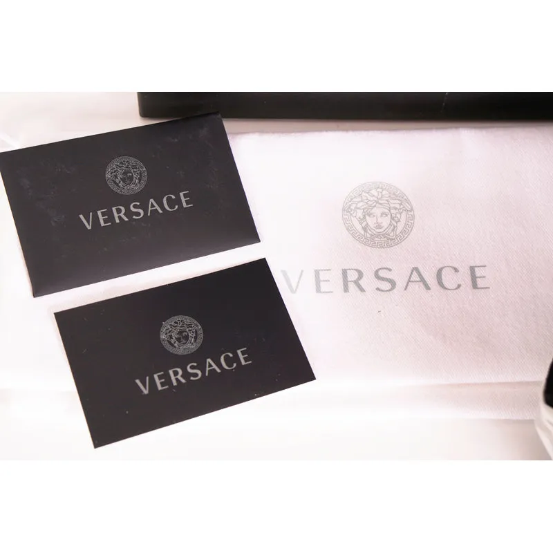 41.5 US 8.5 NEW $825 VERSACE Black Suede MEDUSA LOGO Driver CHAIN REACTION LOAFERS