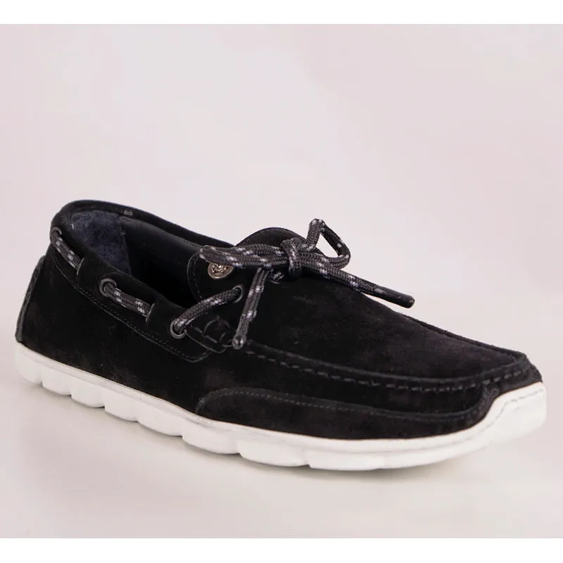 41.5 US 8.5 NEW $825 VERSACE Black Suede MEDUSA LOGO Driver CHAIN REACTION LOAFERS