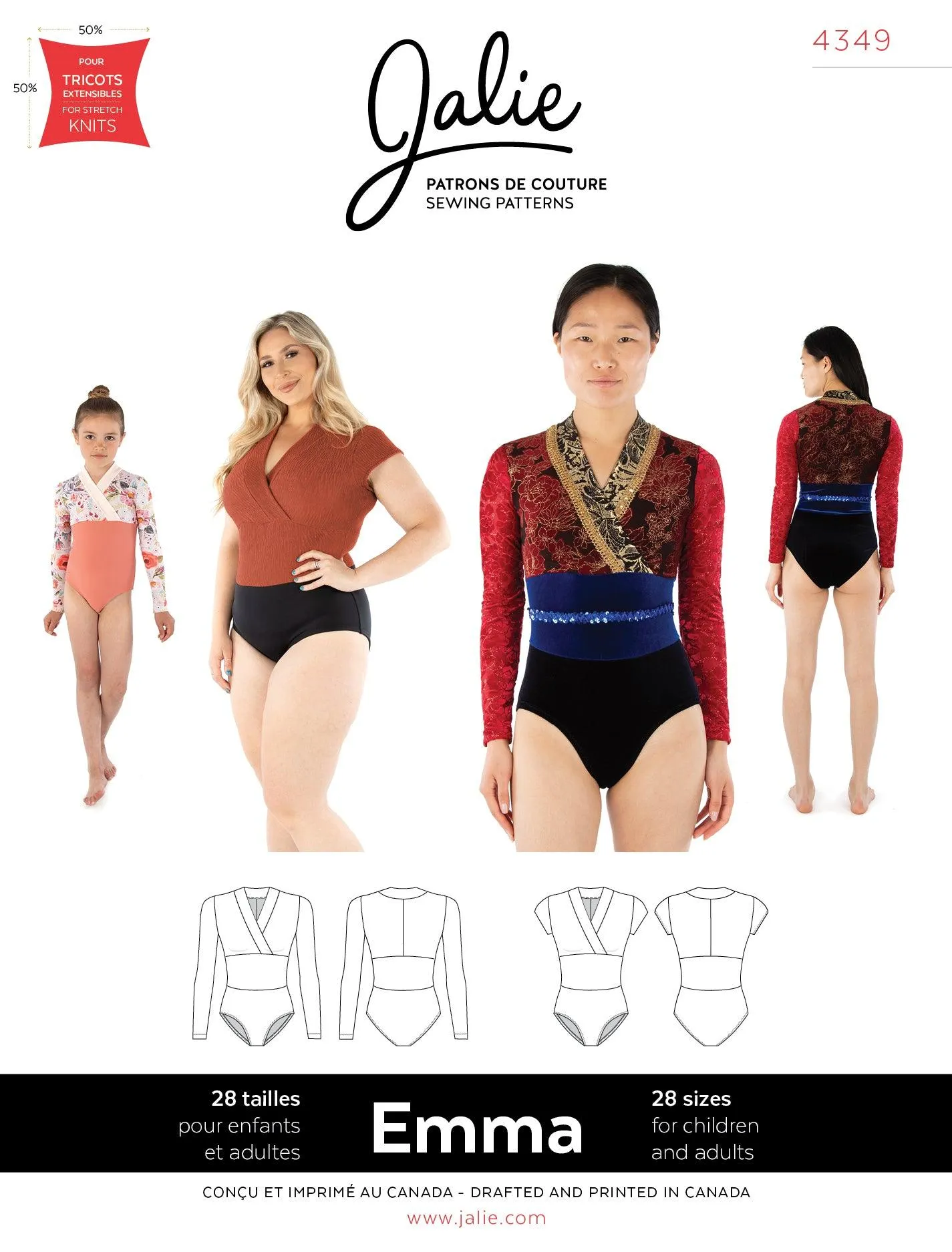 4349 // EMMA Surplice neck leotard