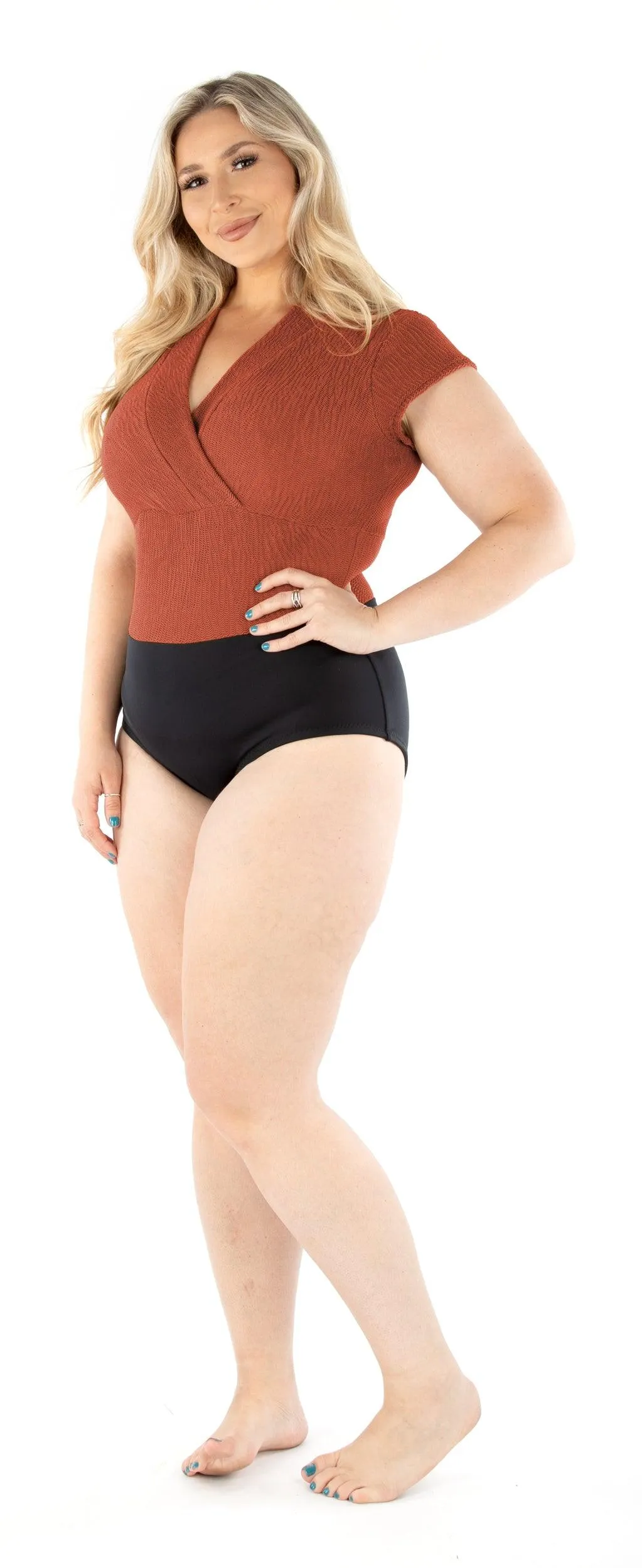 4349 // EMMA Surplice neck leotard