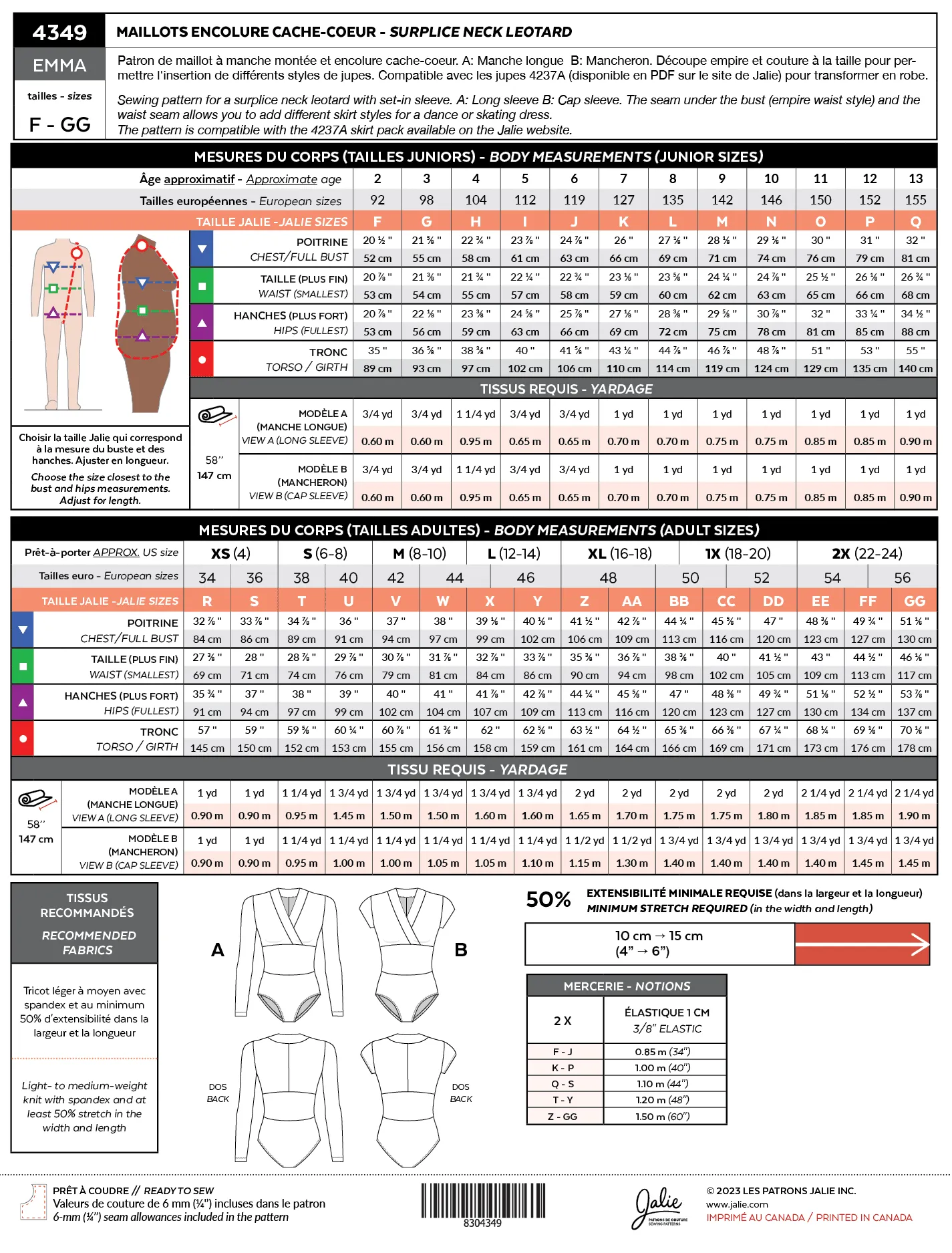 4349 // EMMA Surplice neck leotard