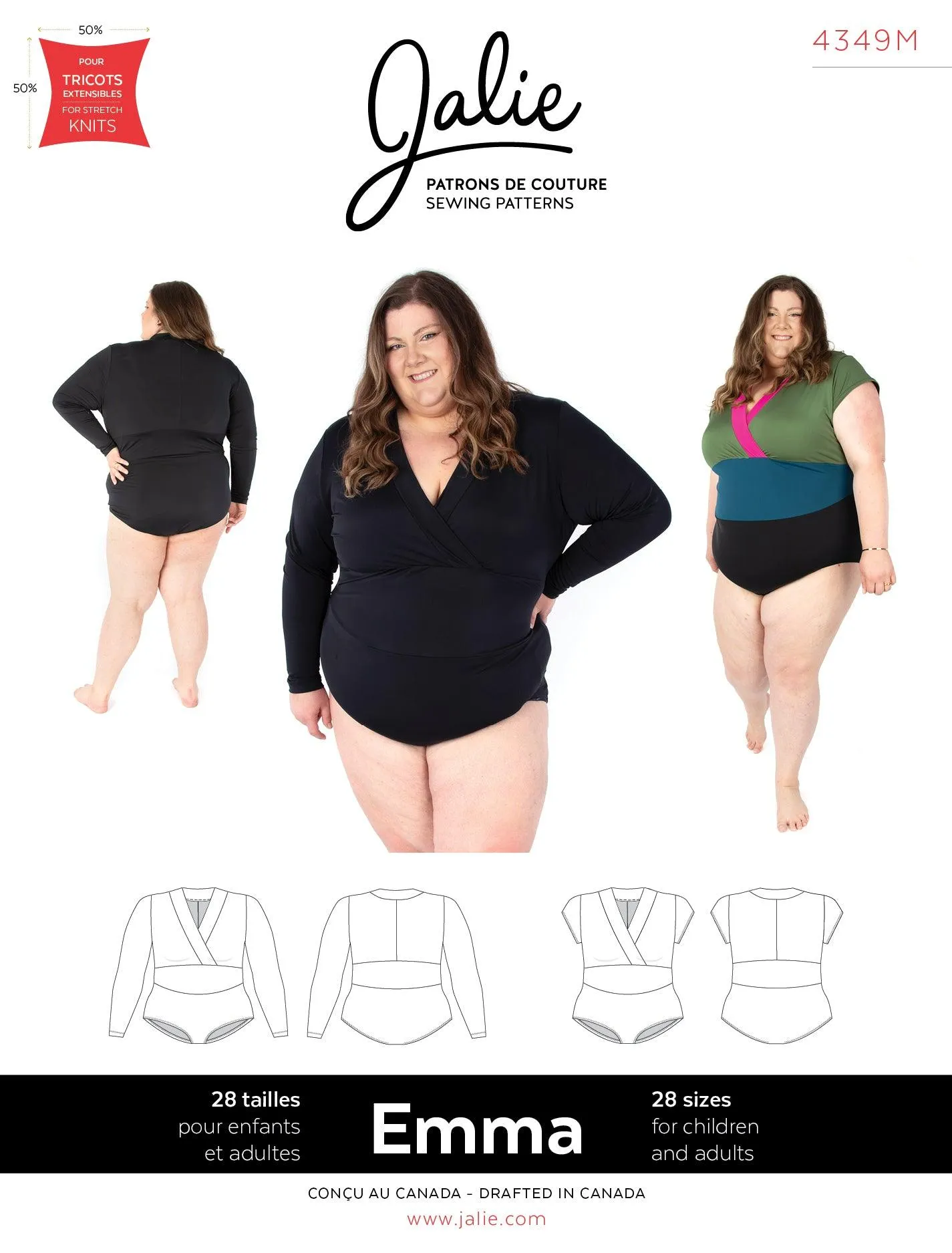 4349 // EMMA Surplice neck leotard
