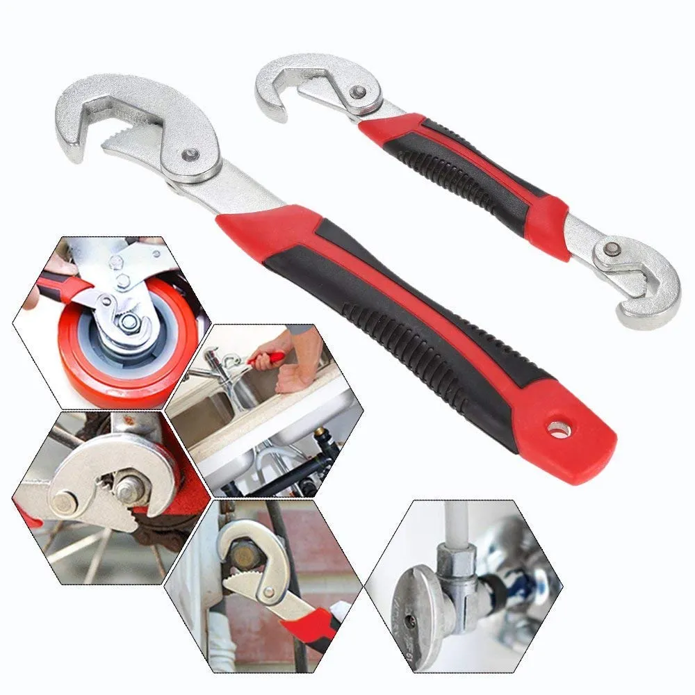 Adjustable Universal Multi Function Wrench Spanner Set Tools Snap and Grip Open End Snap N Grip Tool Spanner 9Mm to 32 Mm Works (Set of 2 Piece)