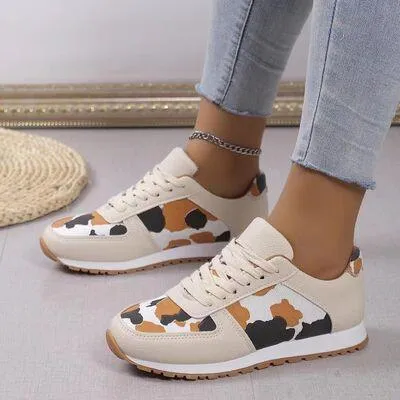 Animal Print Printed Athletic Lace Up Sneakers
