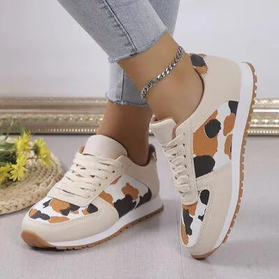 Animal Print Printed Athletic Lace Up Sneakers