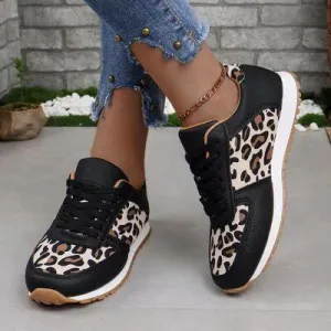 Animal Print Printed Athletic Lace Up Sneakers