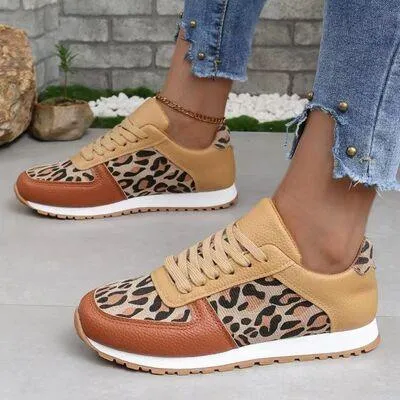 Animal Print Printed Athletic Lace Up Sneakers