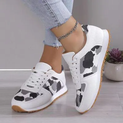 Animal Print Printed Athletic Lace Up Sneakers