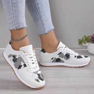 Animal Print Printed Athletic Lace Up Sneakers