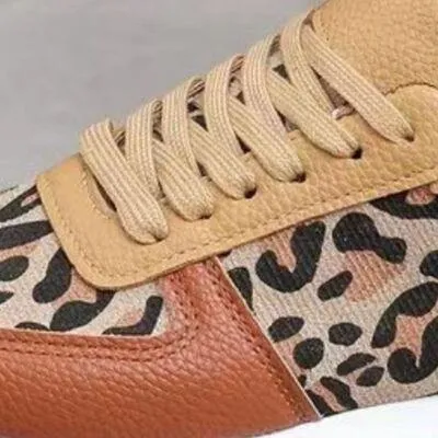 Animal Print Printed Athletic Lace Up Sneakers