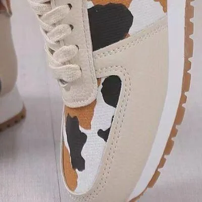 Animal Print Printed Athletic Lace Up Sneakers