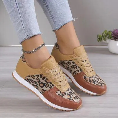 Animal Print Printed Athletic Lace Up Sneakers