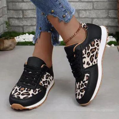 Animal Print Printed Athletic Lace Up Sneakers