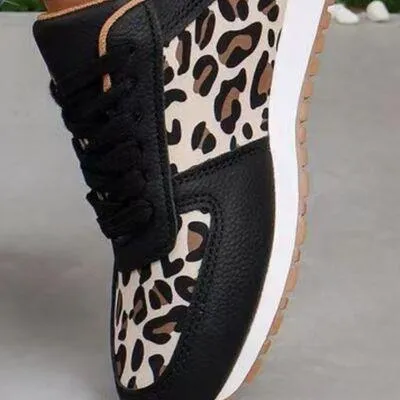 Animal Print Printed Athletic Lace Up Sneakers
