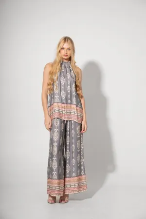 Astrid  Women's Sleeveless Woven Top  Gray Print