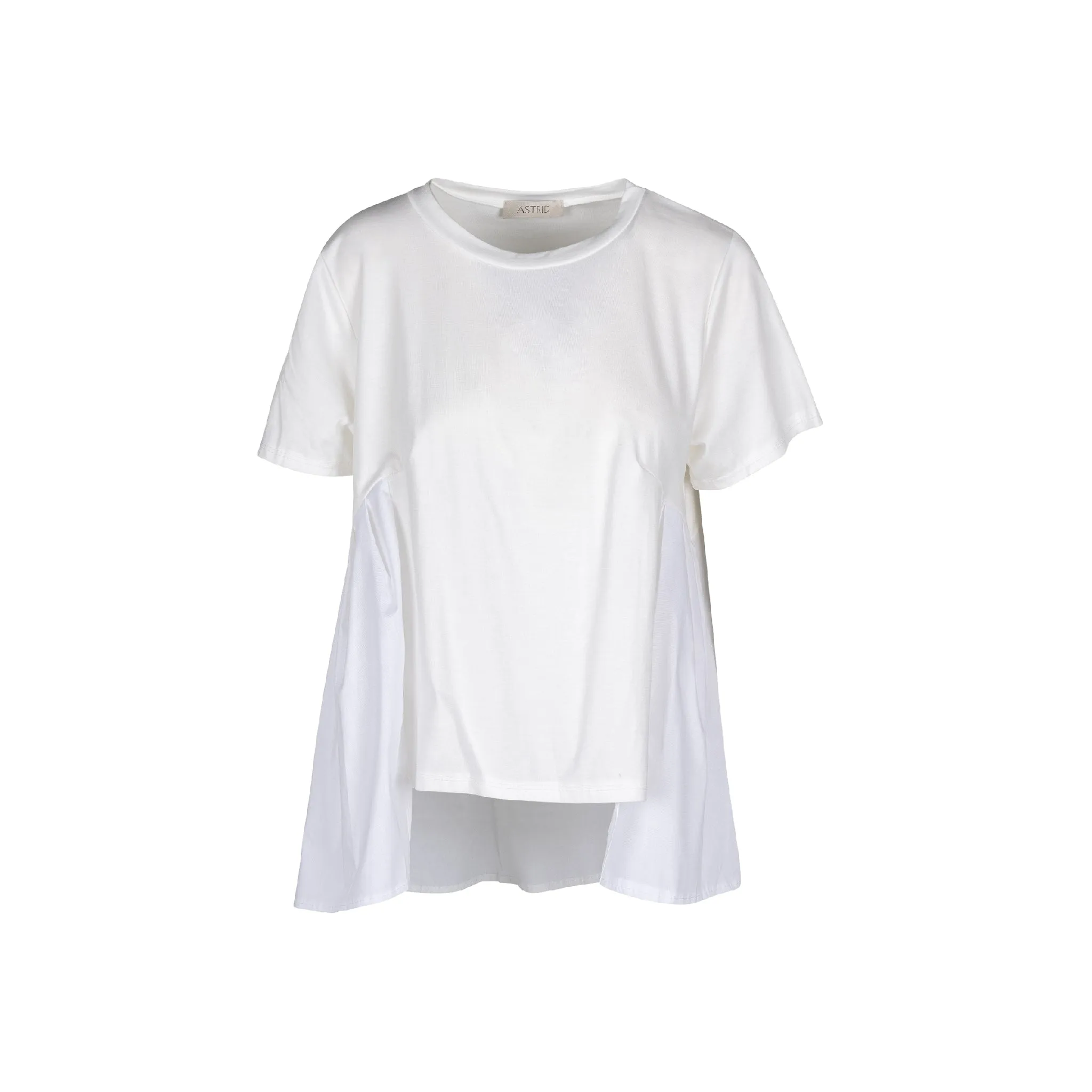 Astrid  Women's Woven Combo Top with Knit Details