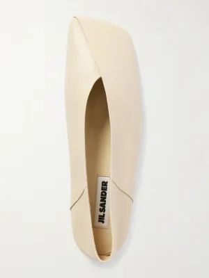Asymmetric leather ballet flats