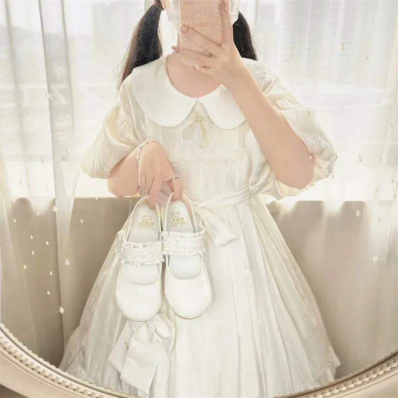 binfenxie  -  Lovely Round Head Cute Kawaii Girls Loli Shoes Women Fashion Casual Loafers Lolita Bow Sweet Women's Shoes
