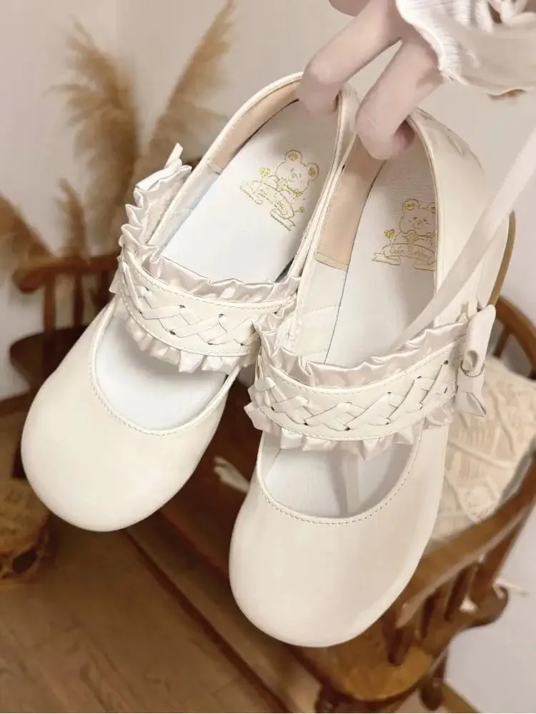 binfenxie  -  Lovely Round Head Cute Kawaii Girls Loli Shoes Women Fashion Casual Loafers Lolita Bow Sweet Women's Shoes