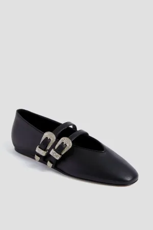 Black Claudia Western Leather Slippers