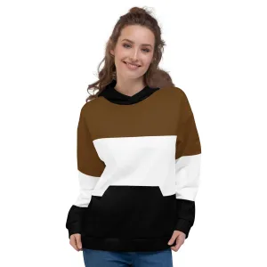 Black White and Brown Colorblock Hoodie