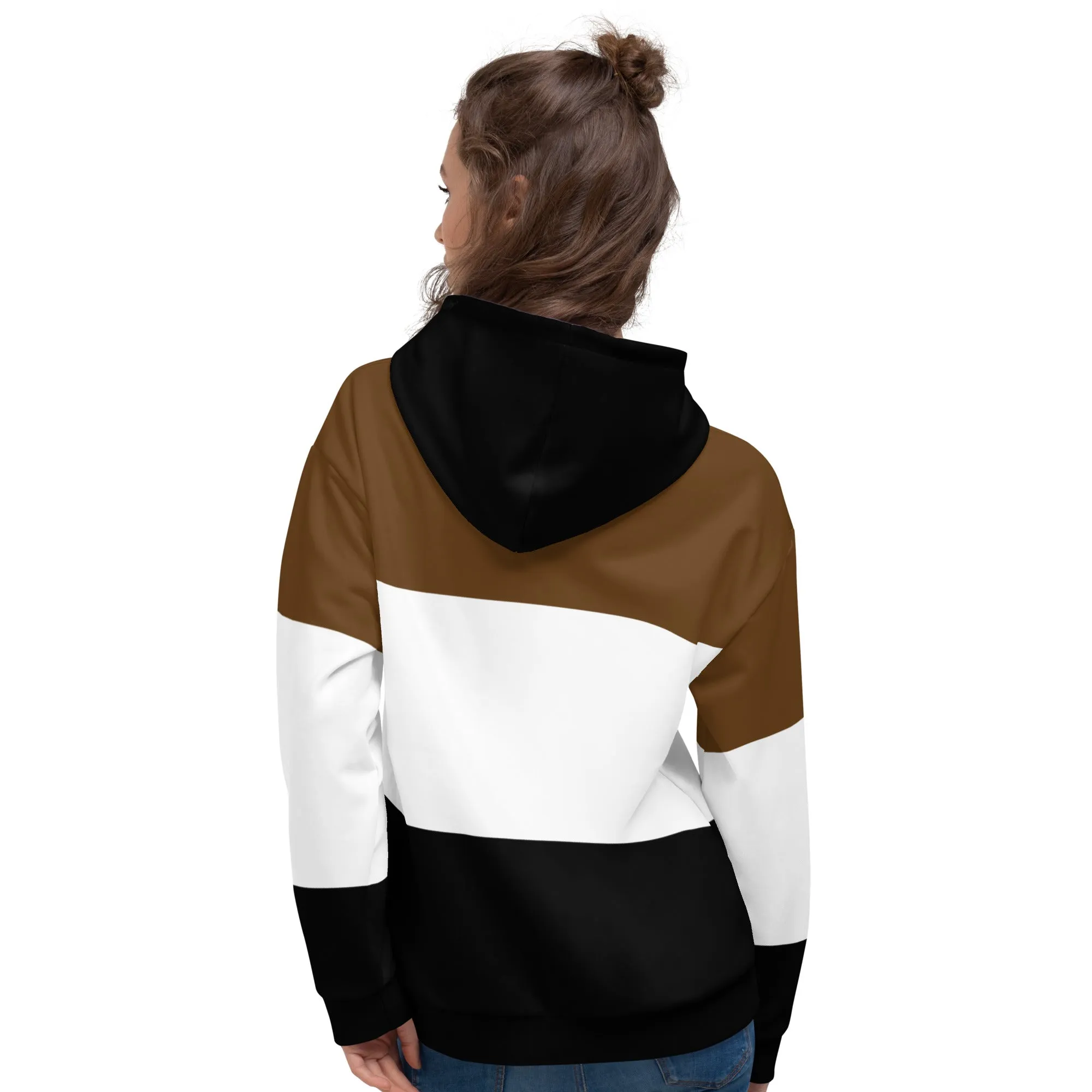 Black White and Brown Colorblock Hoodie