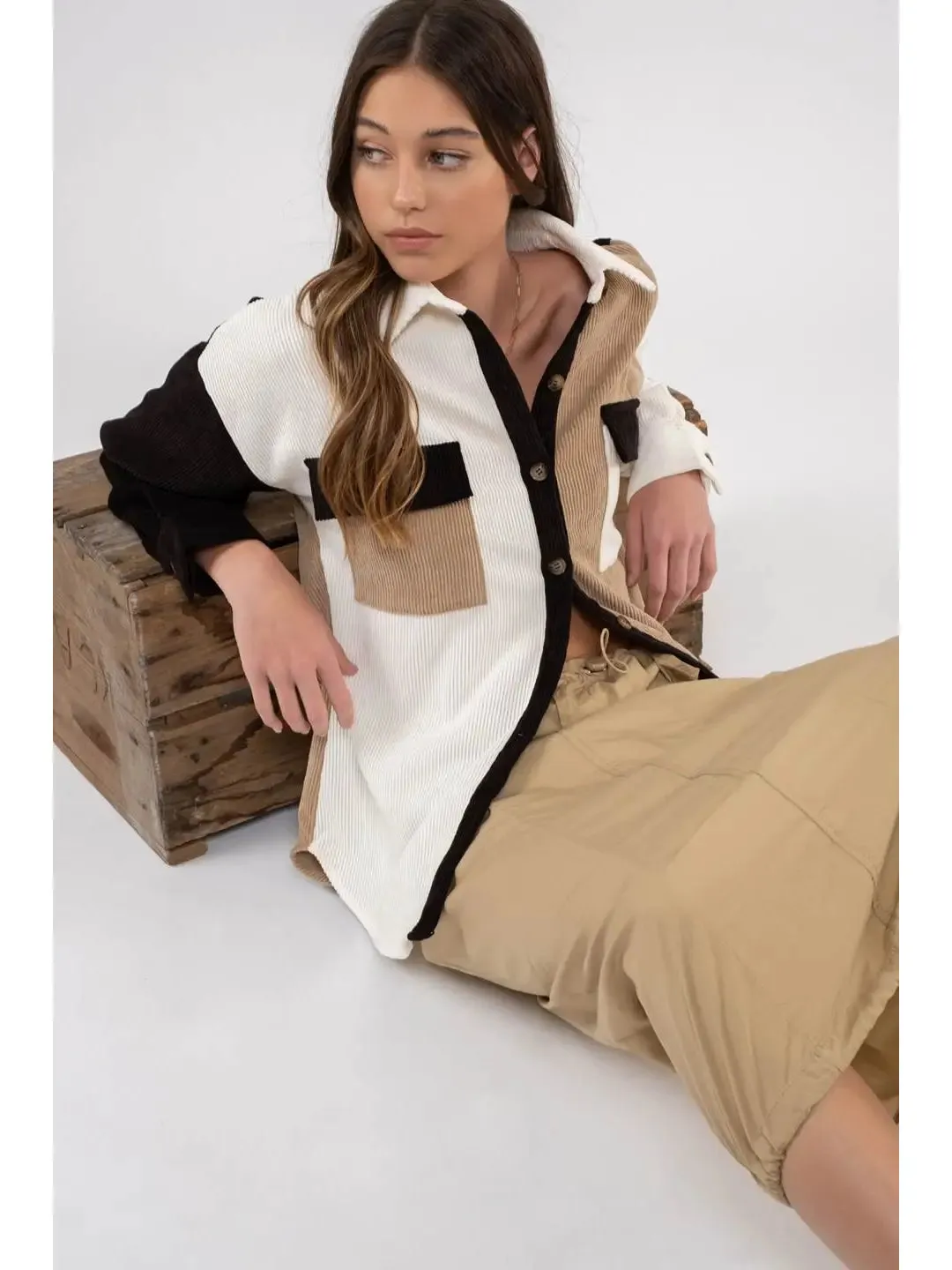 Byson Black Colorblocked Shacket