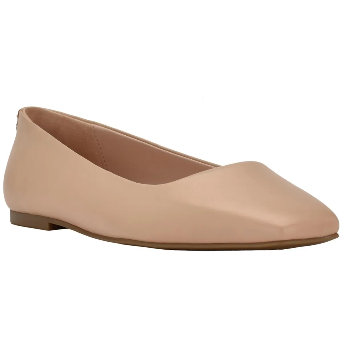 Calvin Klein Womens Nyta Leather Square Toe Ballet Flats