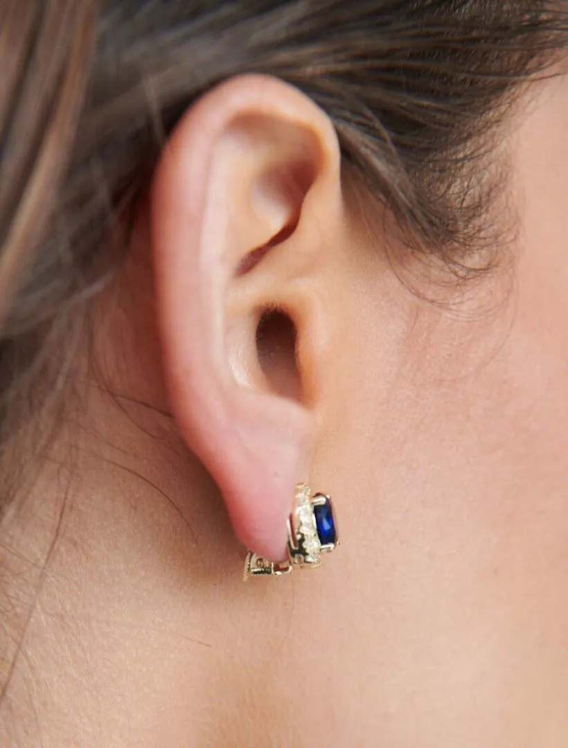 Crystal Surround Clip Ons Navy