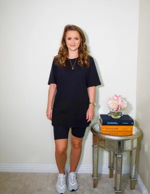 Cycling Shorts Loungewear Set in Black