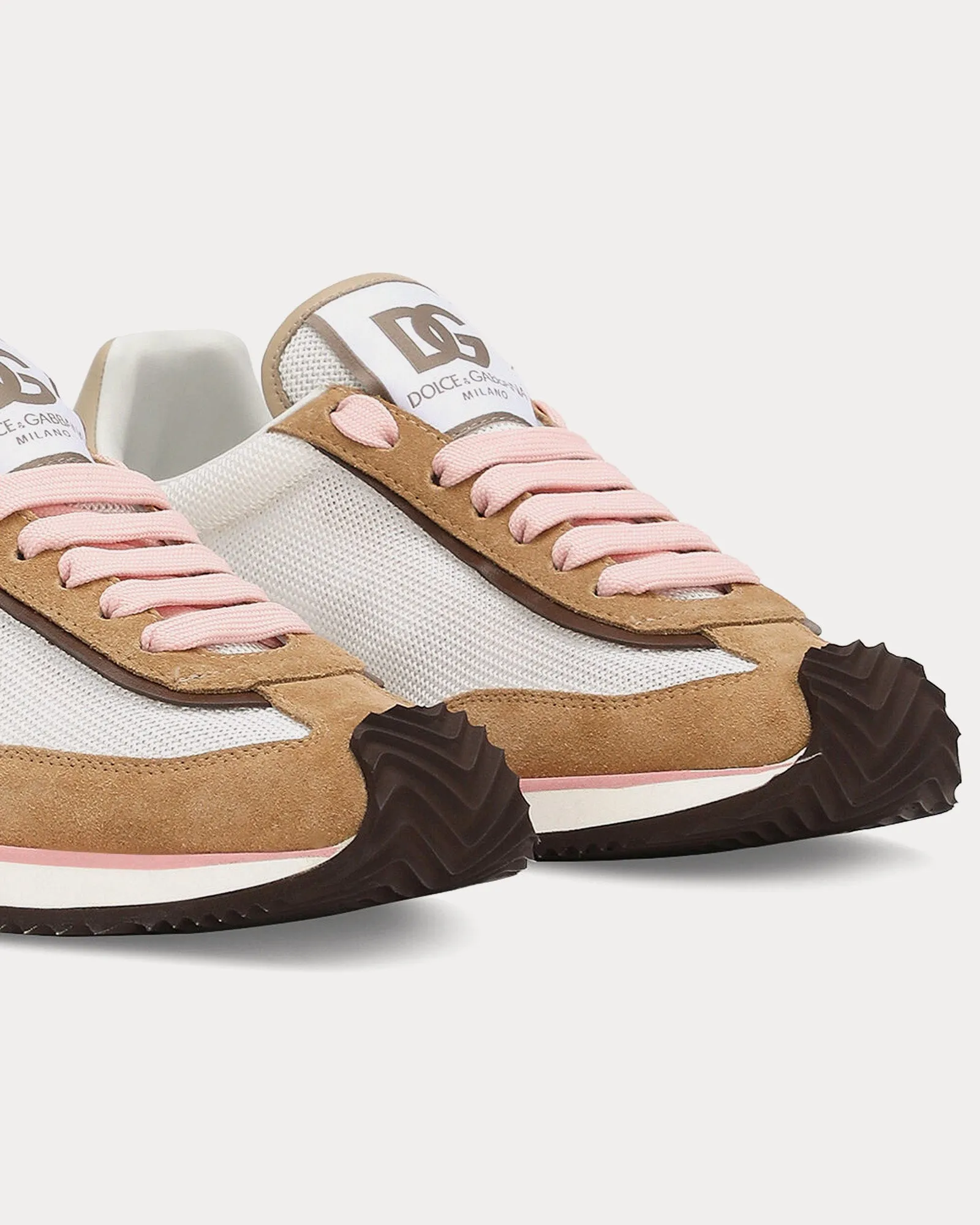 DG Cushion Mixed Material Brown Low Top Sneakers