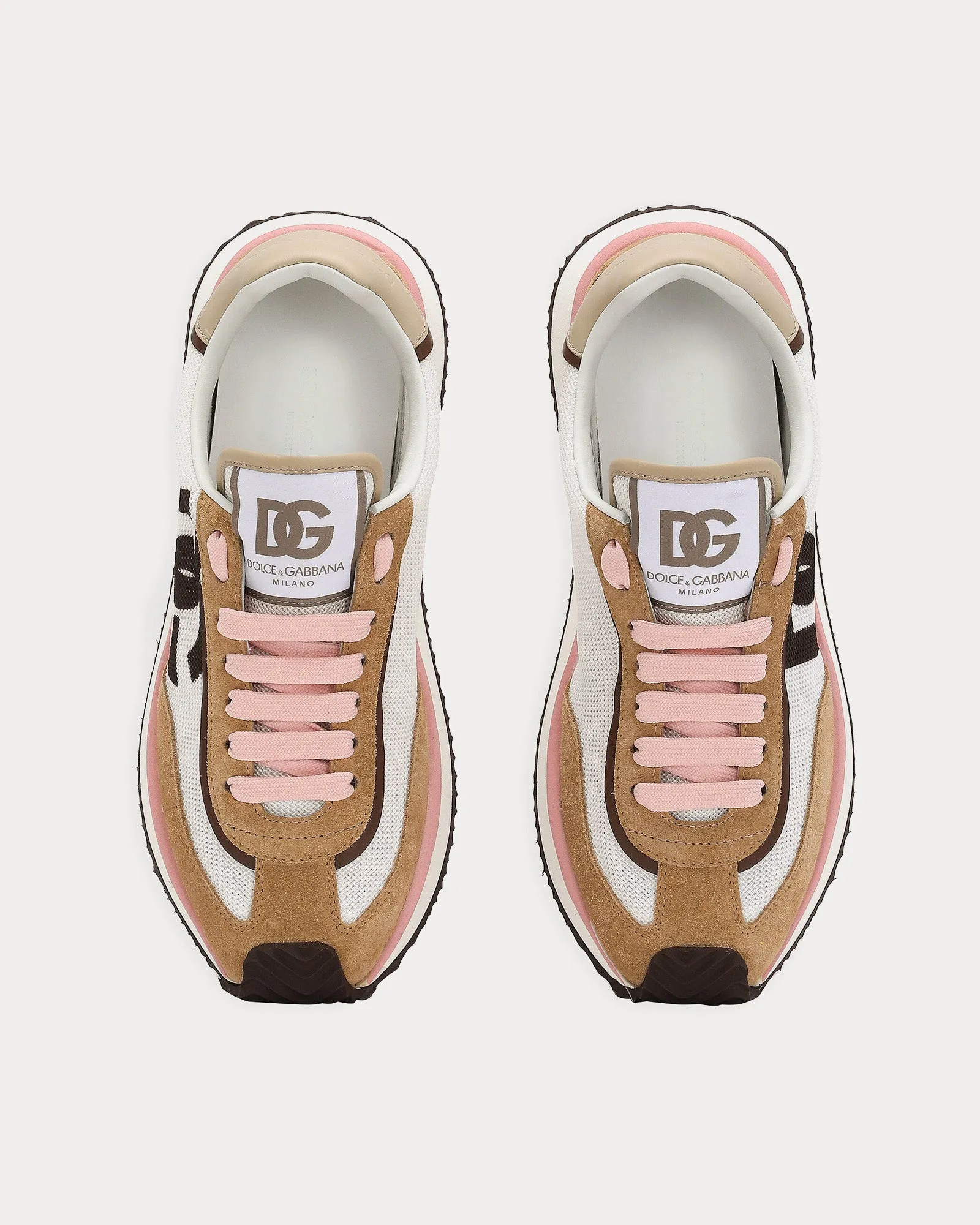 DG Cushion Mixed Material Brown Low Top Sneakers