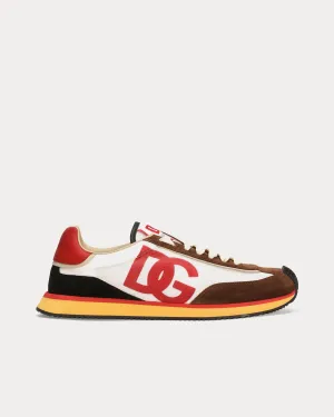 DG Cushion Mixed Material White / Brown / Red Low Top Sneakers