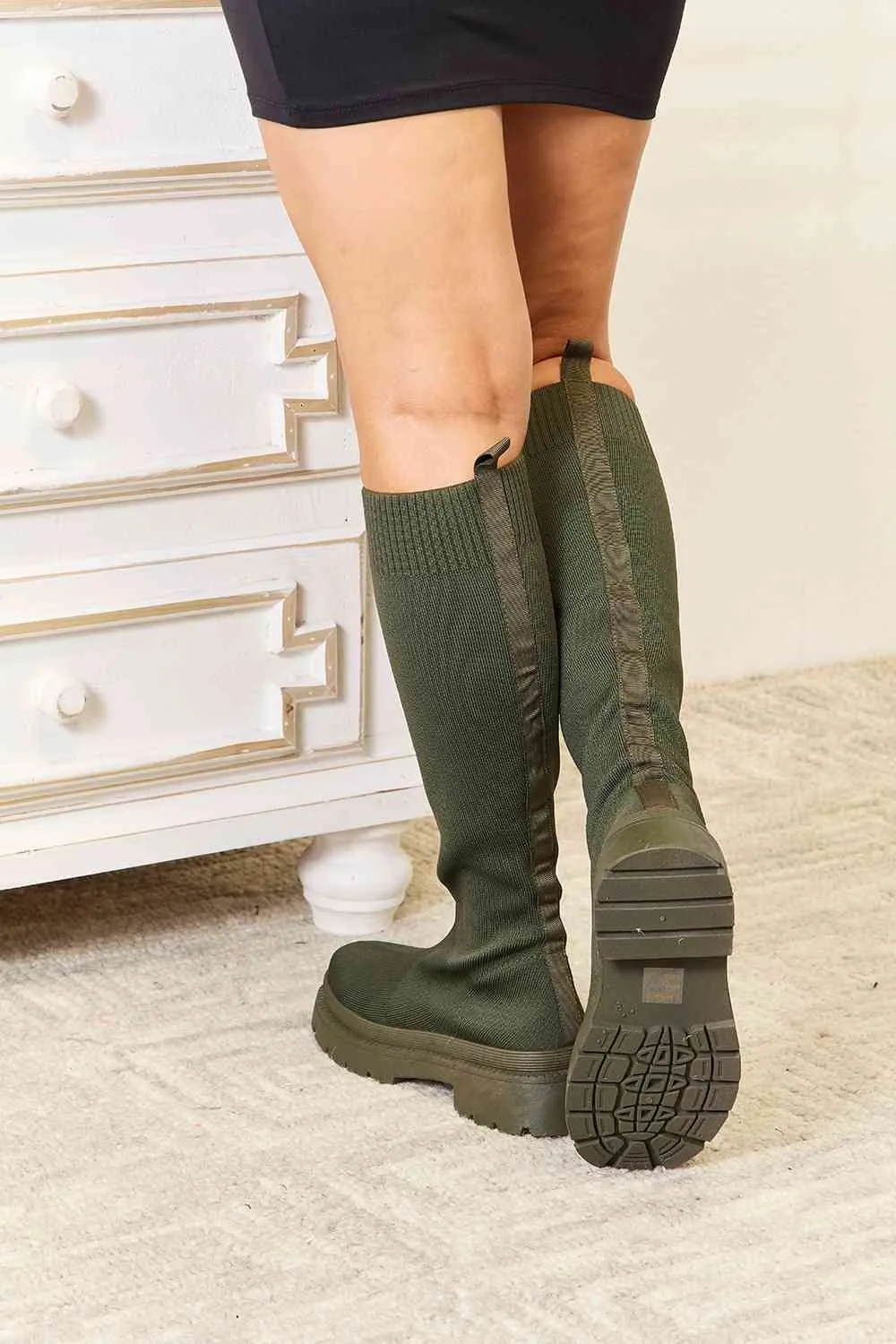 DIVA Knee High Platform Sock Boots