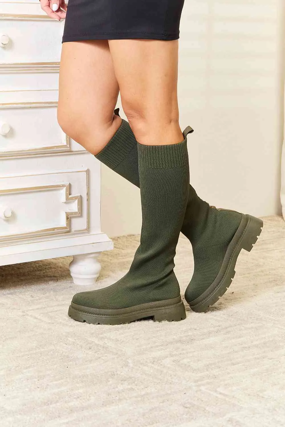 DIVA Knee High Platform Sock Boots