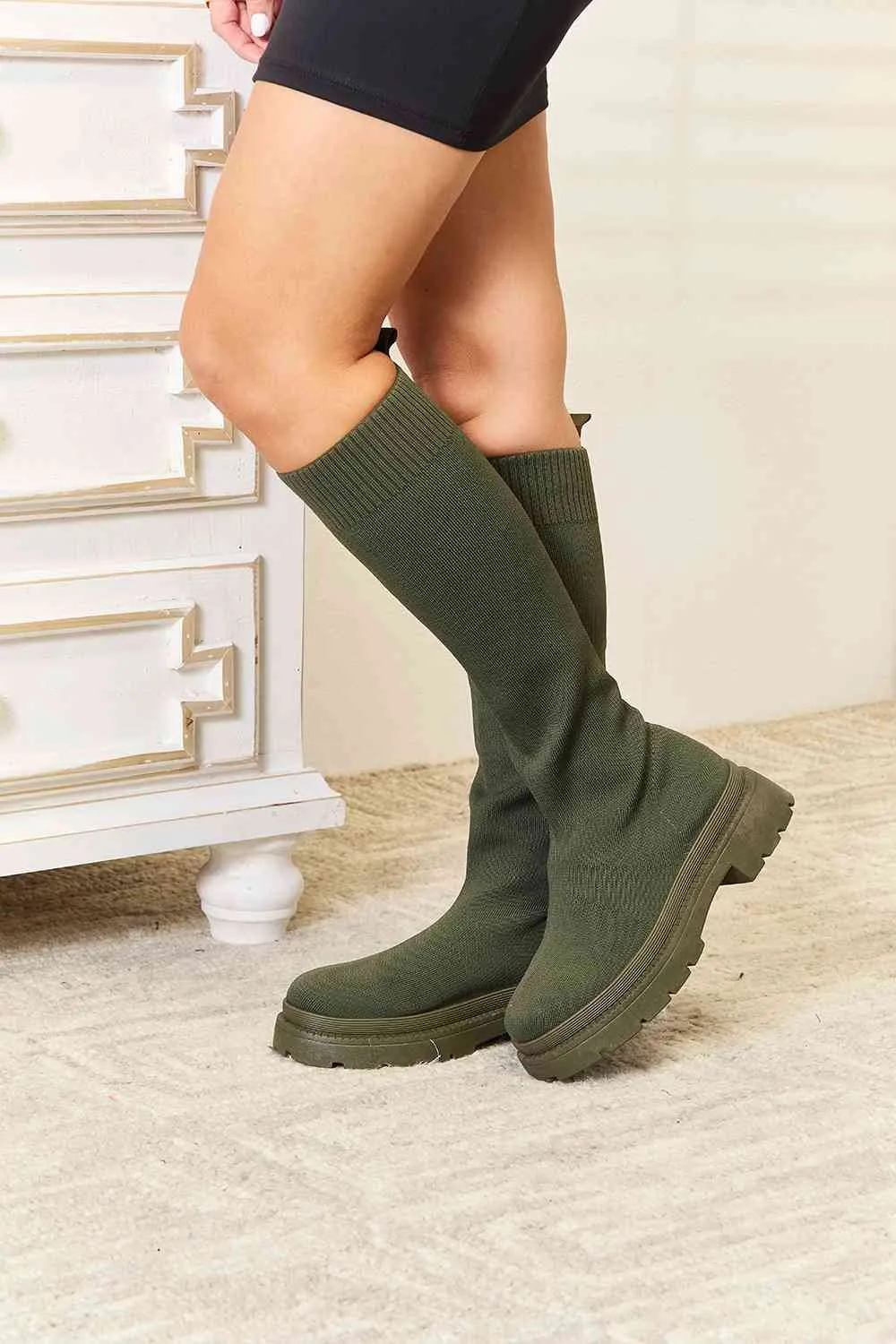 DIVA Knee High Platform Sock Boots