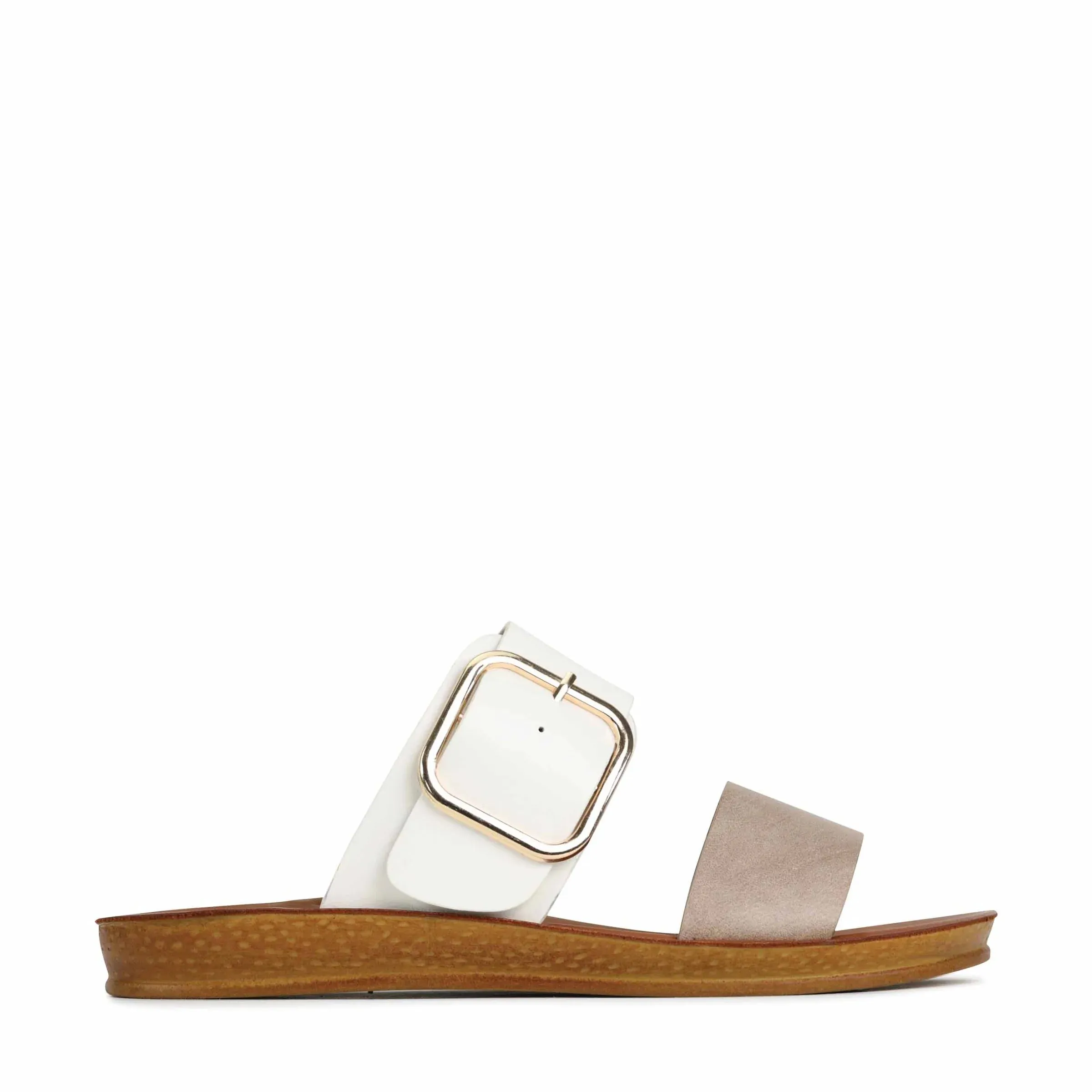 Doti Slip-on Sandals - Taupe/White
