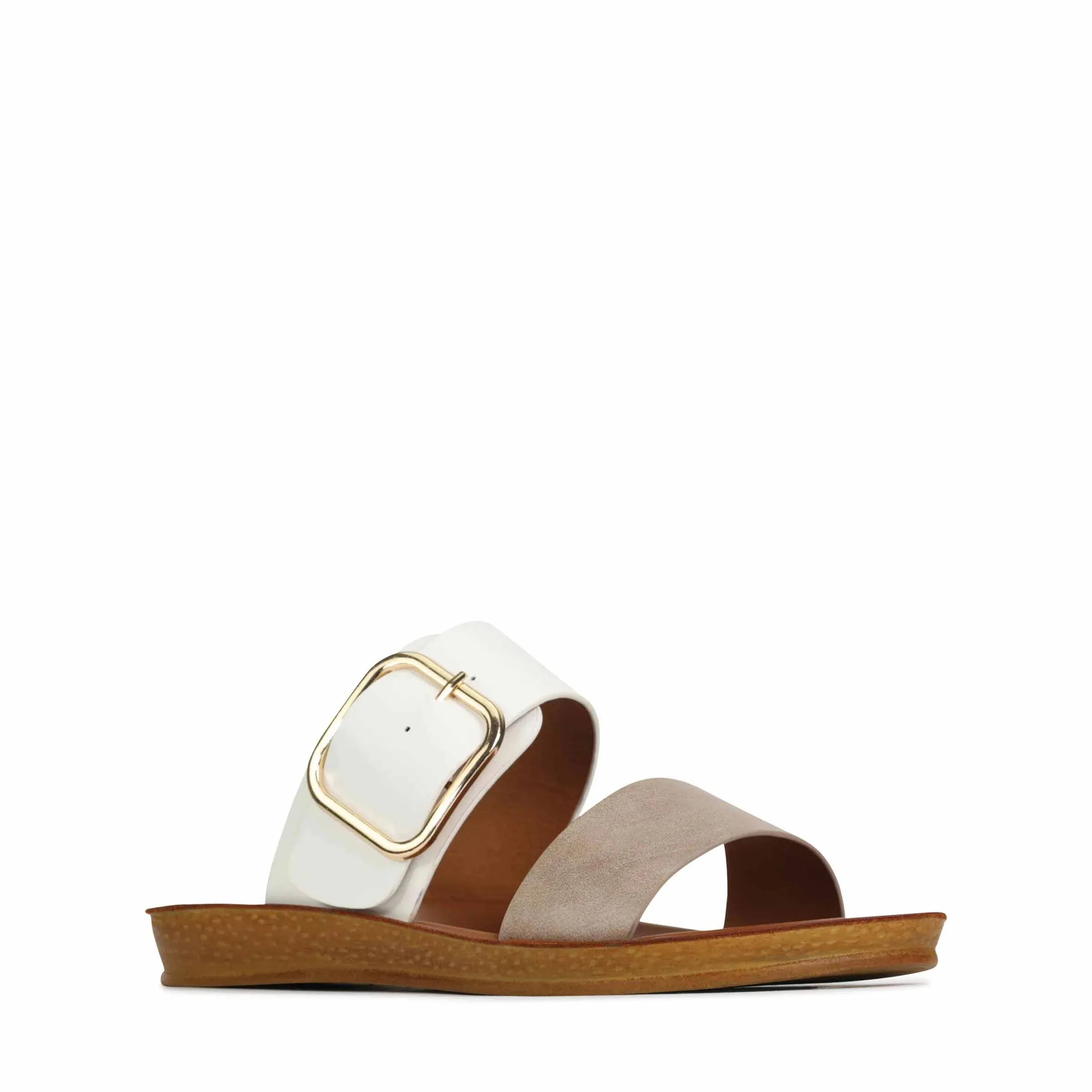 Doti Slip-on Sandals - Taupe/White