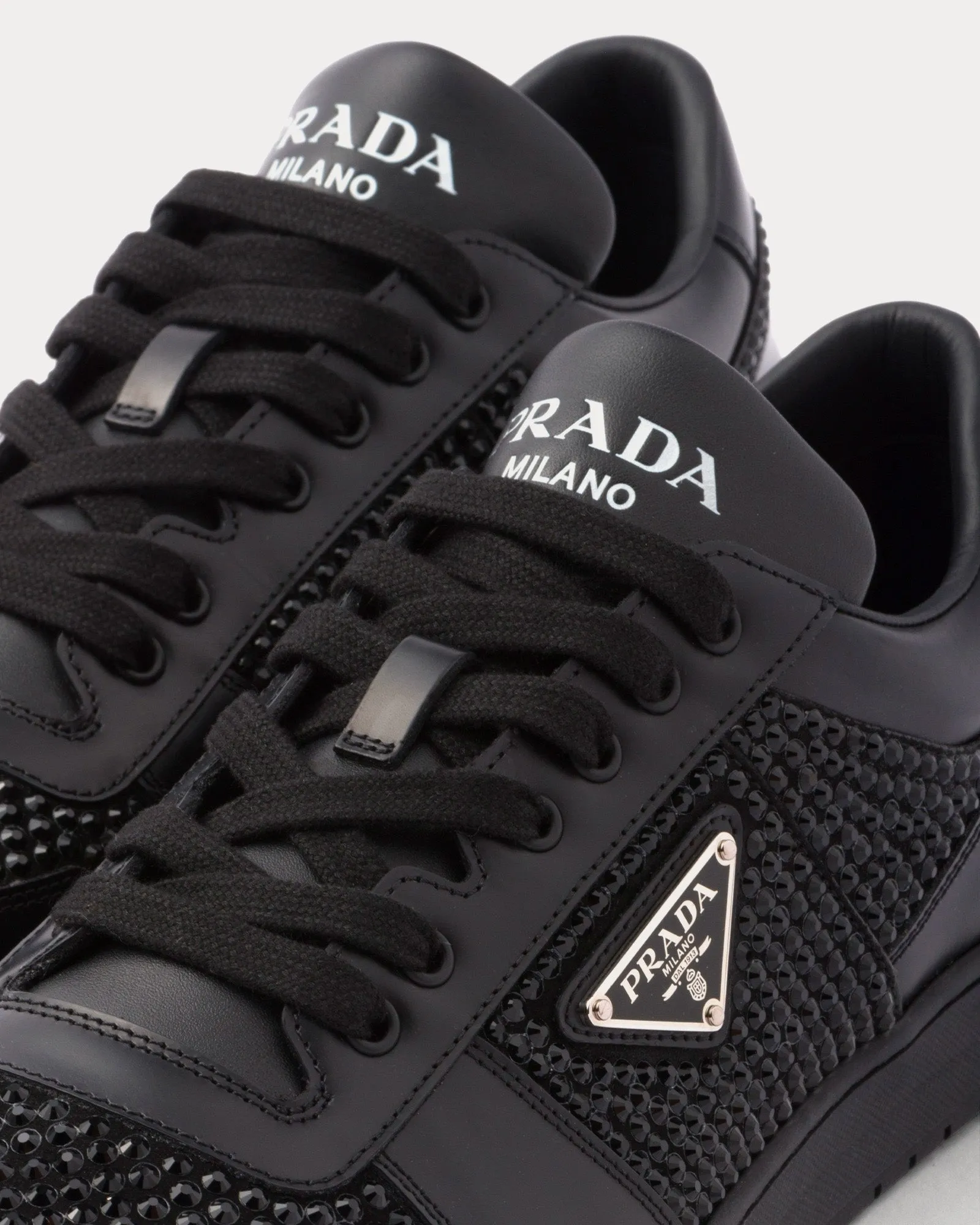 Downtown Crystal Leather Black Low Top Sneakers