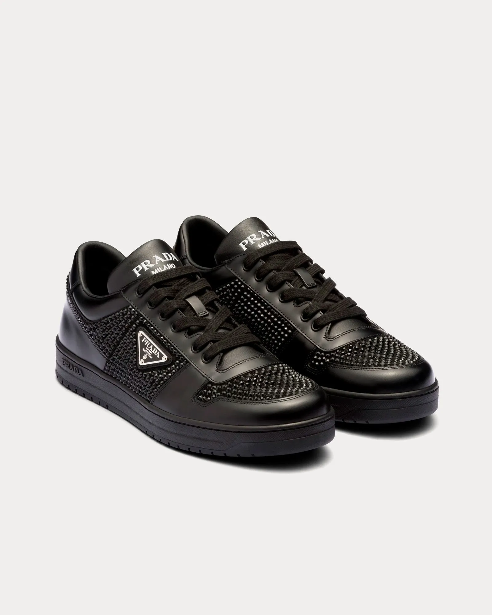 Downtown Crystal Leather Black Low Top Sneakers