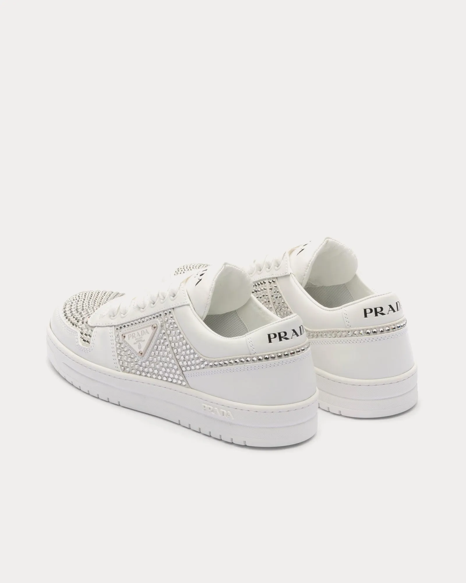 Downtown Crystal Leather White Low Top Sneakers