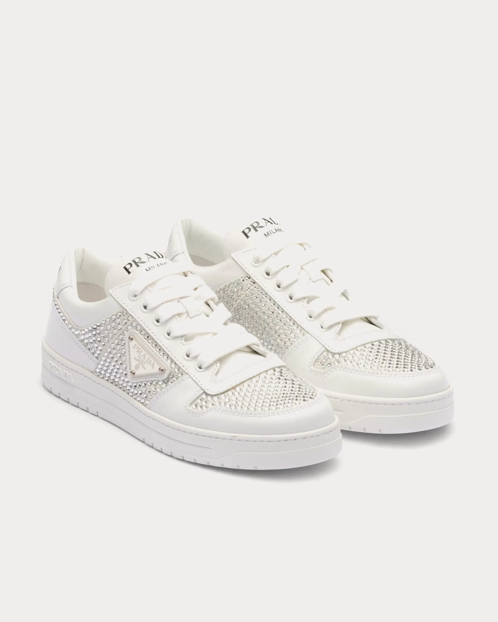Downtown Crystal Leather White Low Top Sneakers