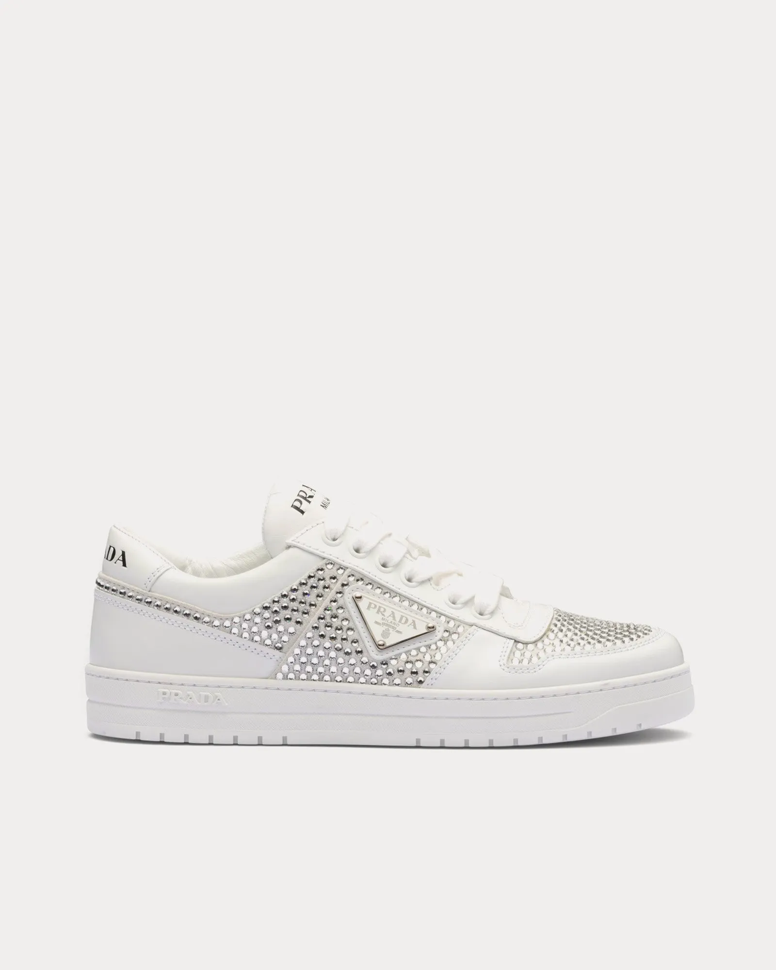 Downtown Crystal Leather White Low Top Sneakers