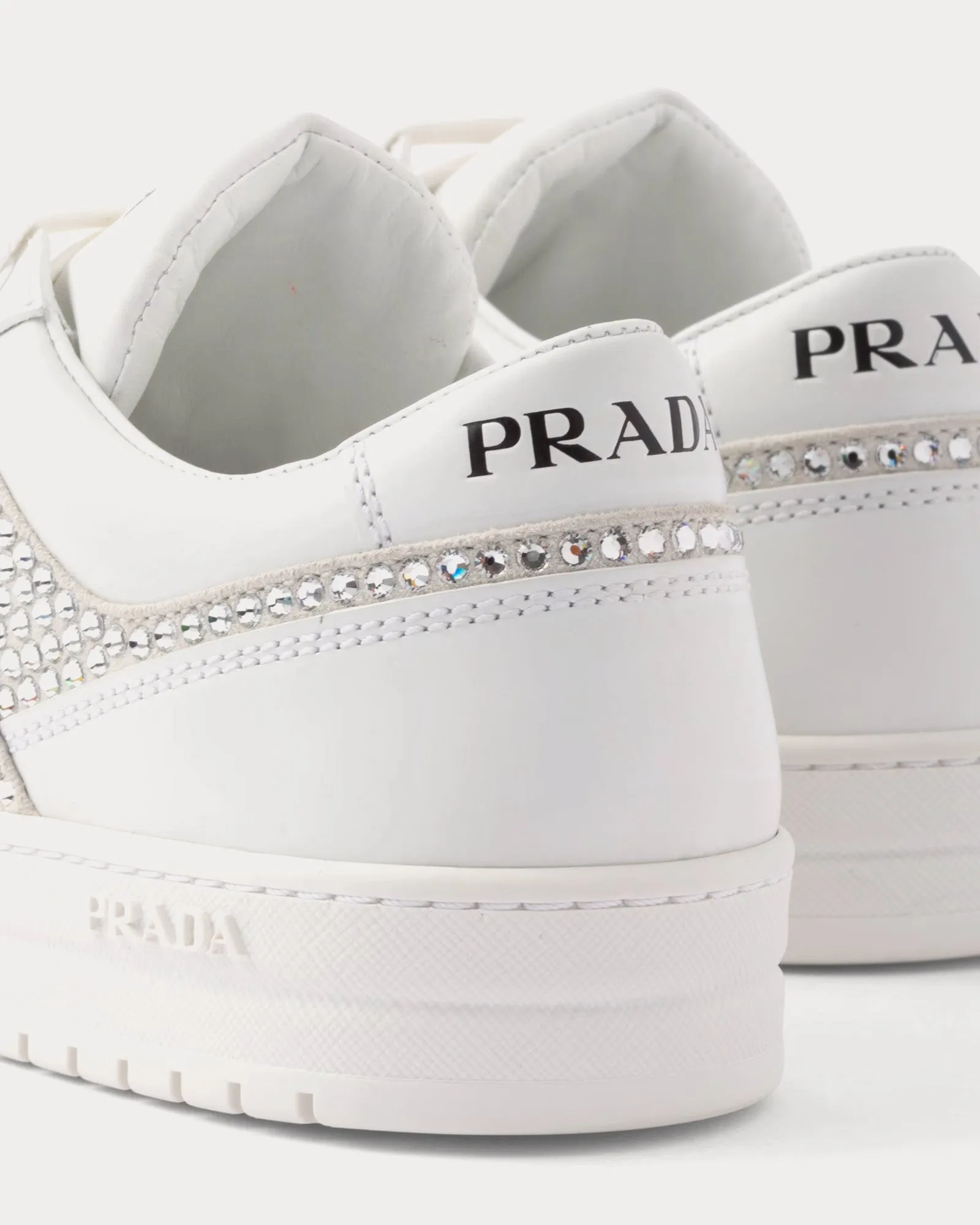 Downtown Crystal Leather White Low Top Sneakers