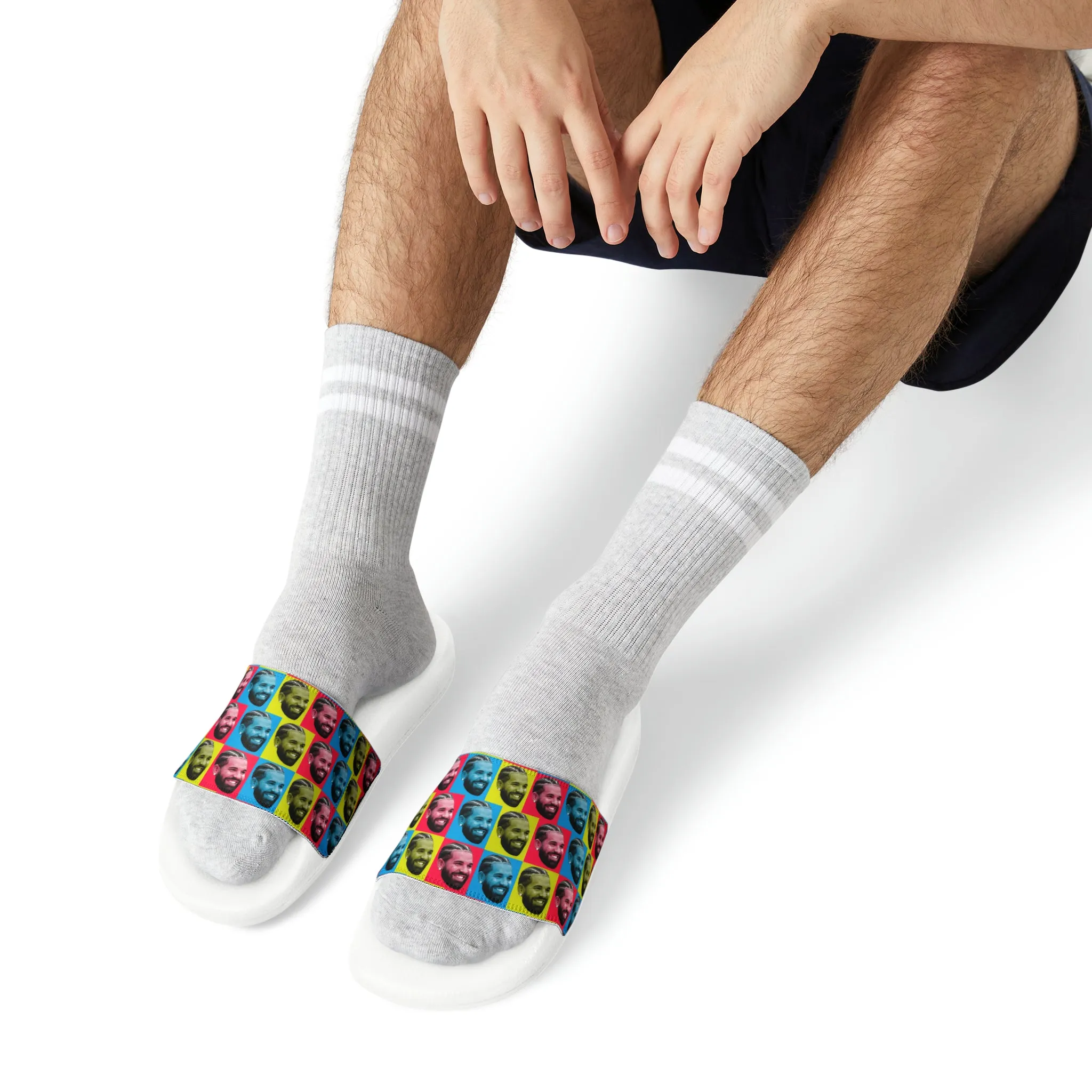 Drake Colored Checker Faces Men's Slide Sandals