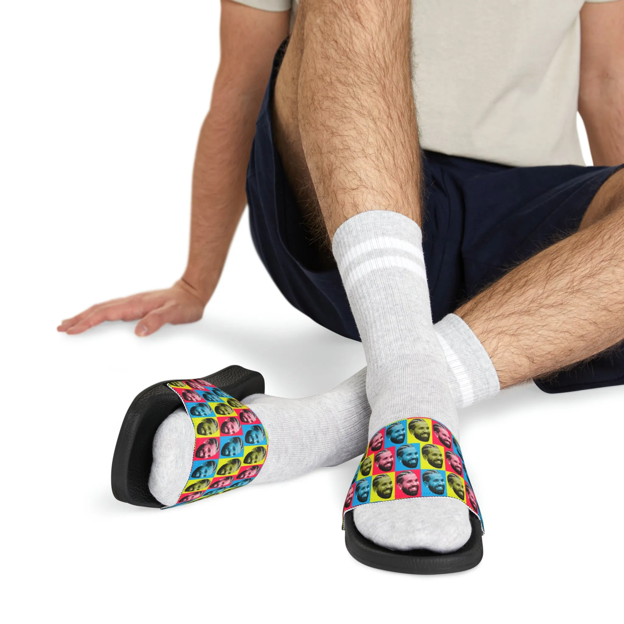 Drake Colored Checker Faces Men's Slide Sandals