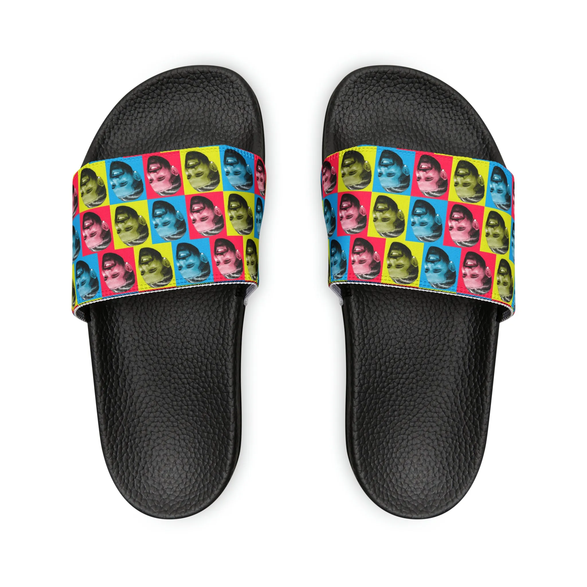 Drake Colored Checker Faces Men's Slide Sandals